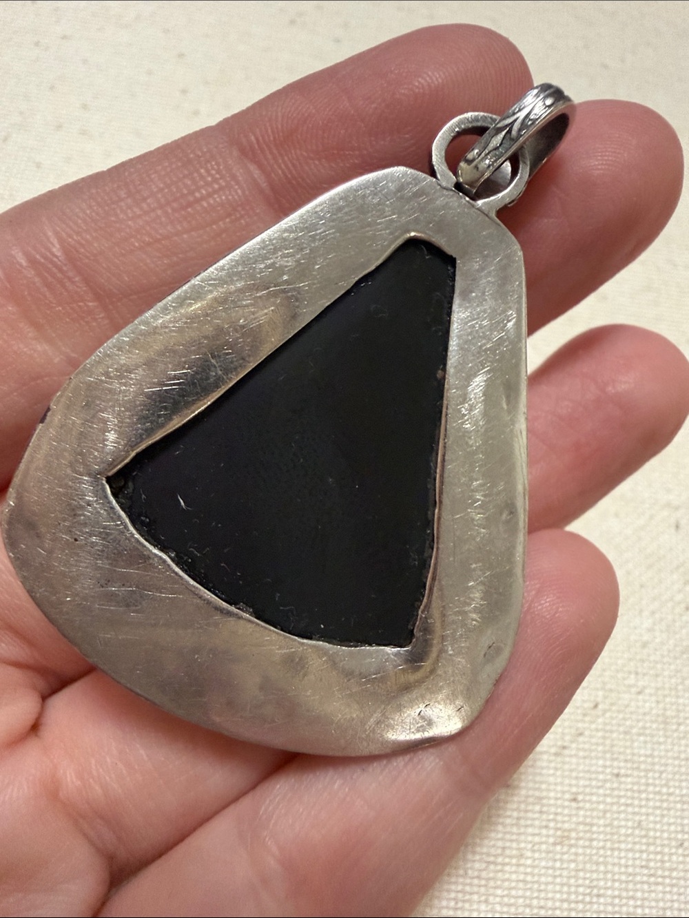 Sterling Silver 925 Dark Green Teardrop Pendant - Picture 6 of 8